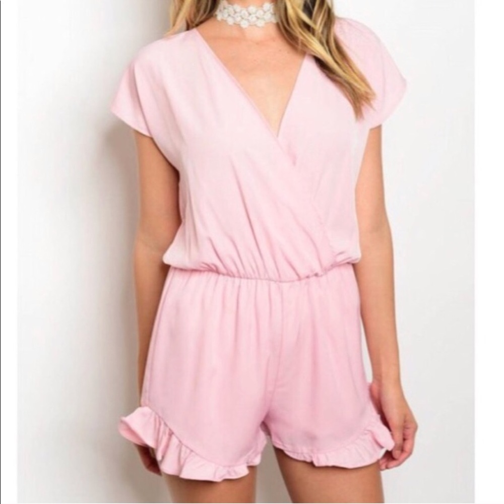 Pink ruffle romper
